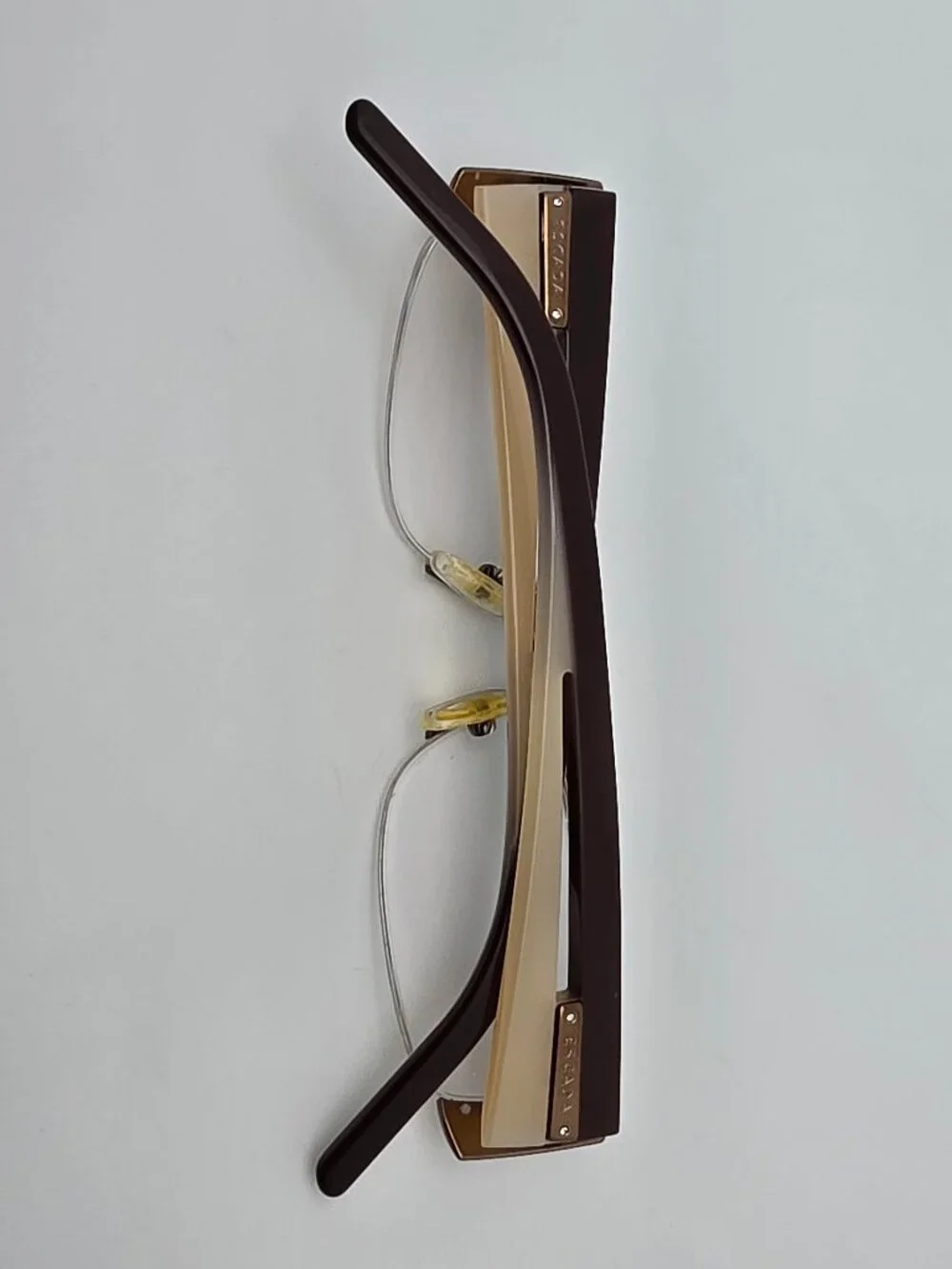 Escada VES 617SN Col. 0R80 Bronze Cream Semi Rimless Eyeglasses Frame Italy 52mm